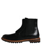 Dolce & Gabbana Black Leather Chelsea Mid Calf Men Boots Shoes