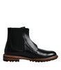 Dolce & Gabbana Black Leather Chelsea Mid Calf Men Boots Shoes