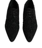 Dolce & Gabbana Black Embellished Suede Derby Formal Shoes