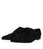 Dolce & Gabbana Black Embellished Suede Derby Formal Shoes
