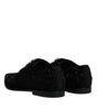 Dolce & Gabbana Black Embellished Suede Derby Formal Shoes