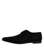 Dolce & Gabbana Black Embellished Suede Derby Formal Shoes