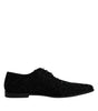 Dolce & Gabbana Black Embellished Suede Derby Formal Shoes