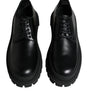 Dolce & Gabbana Black Leather Lace Up Trekking Dress Shoes