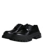 Dolce & Gabbana Black Leather Lace Up Trekking Dress Shoes