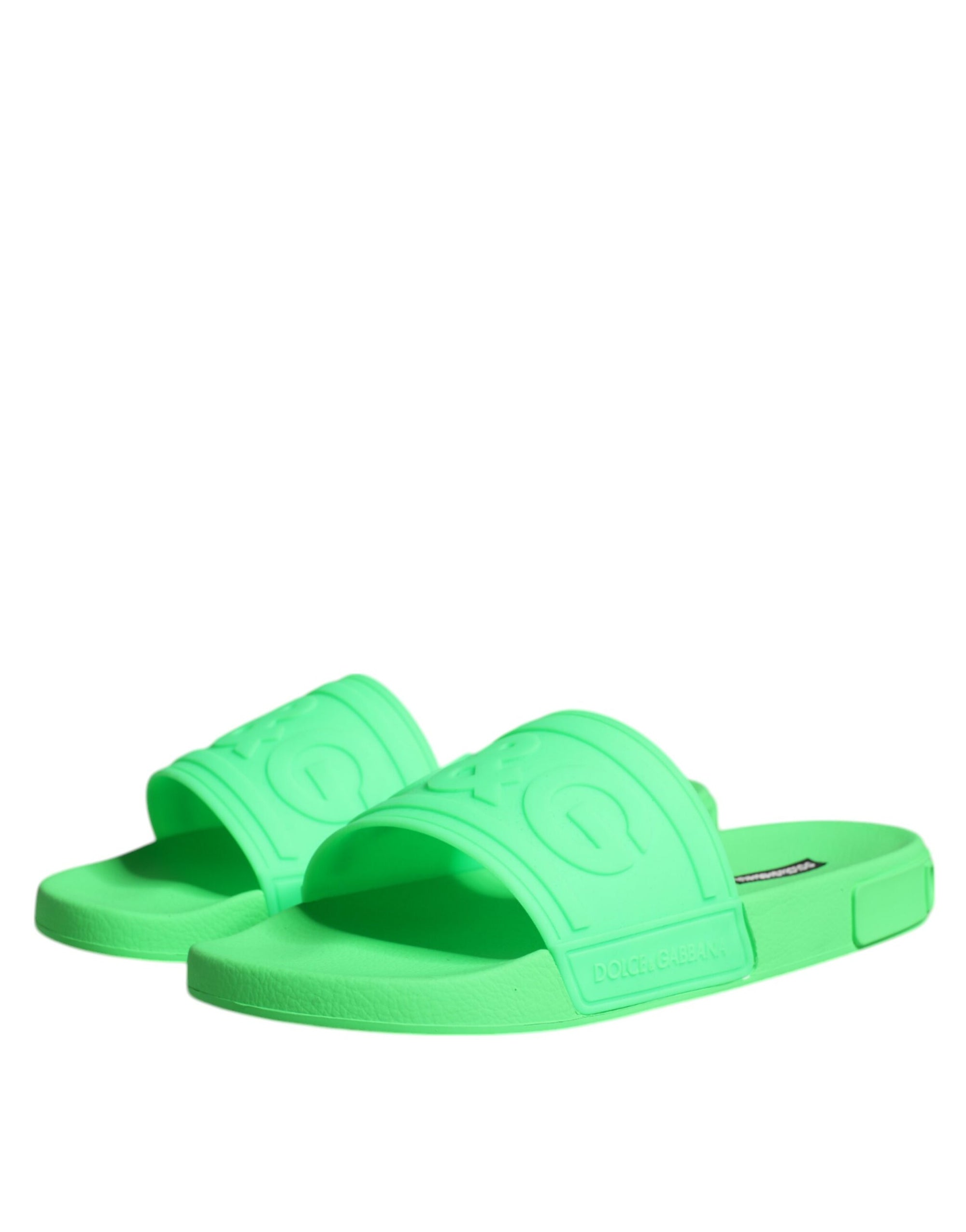 Sandales à enfiler en cuir vert Dolce &amp; Gabbana, chaussures de plage