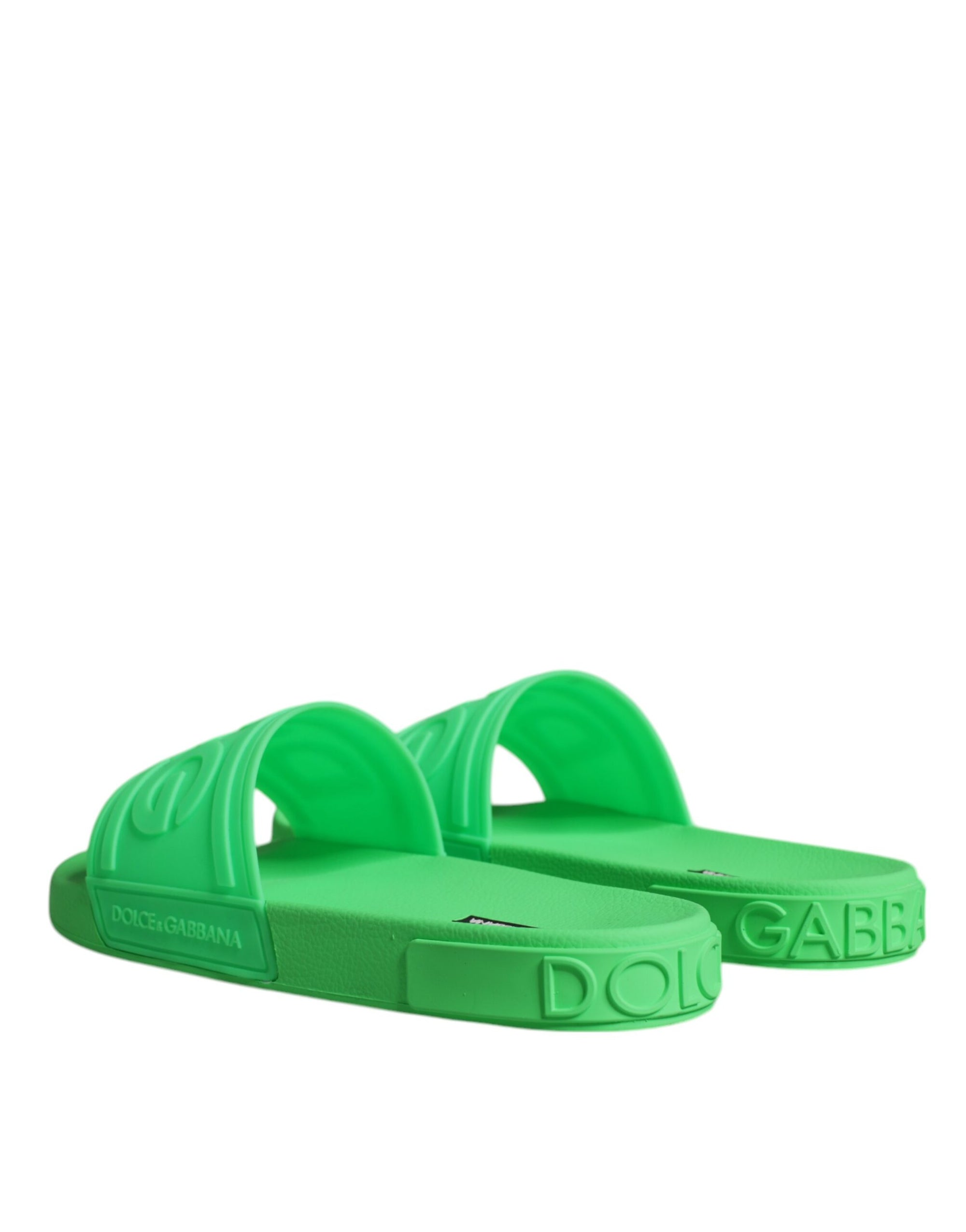 Sandales à enfiler en cuir vert Dolce &amp; Gabbana, chaussures de plage