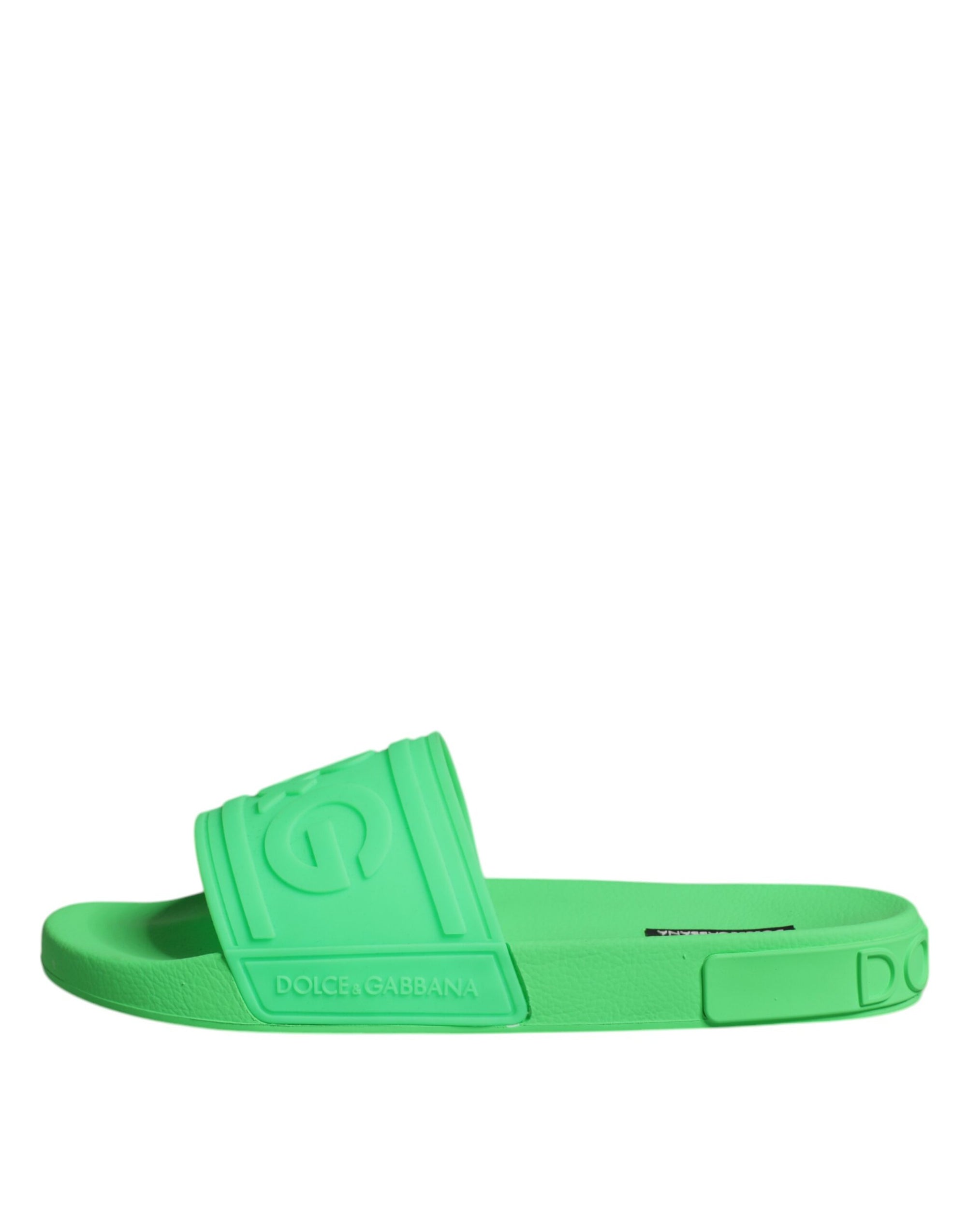 Sandales à enfiler en cuir vert Dolce &amp; Gabbana, chaussures de plage