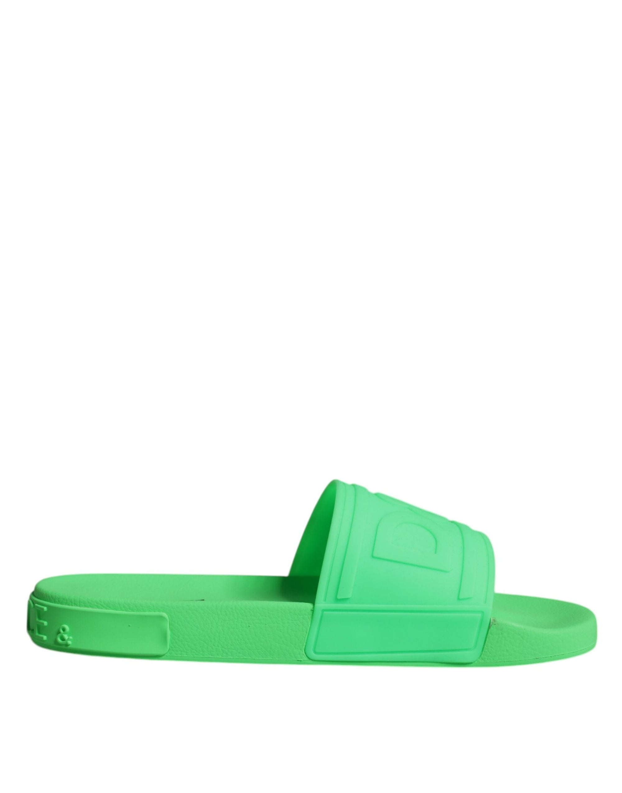 Sandales à enfiler en cuir vert Dolce &amp; Gabbana, chaussures de plage