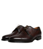 Dolce & Gabbana Black Leather Lace Up Men Derby Formal Shoes