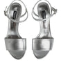 Dolce & Gabbana Silver KEIRA Heels Ankle Strap Sandals Shoes