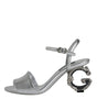 Dolce & Gabbana Silver KEIRA Heels Ankle Strap Sandals Shoes