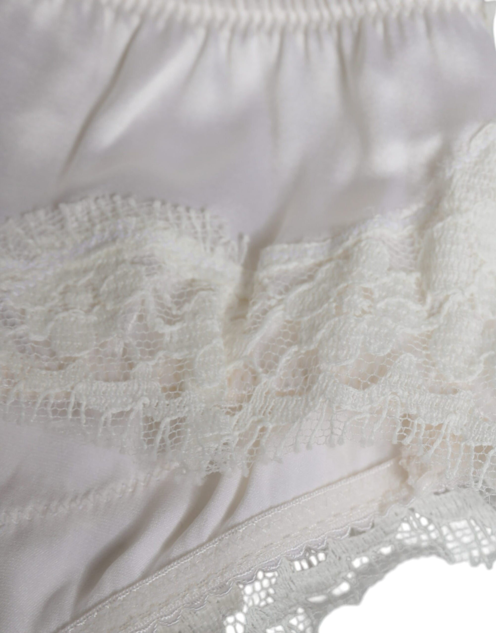 Dolce &amp; Gabbana White Silk Stretch Panty Balconette Bra Underwear