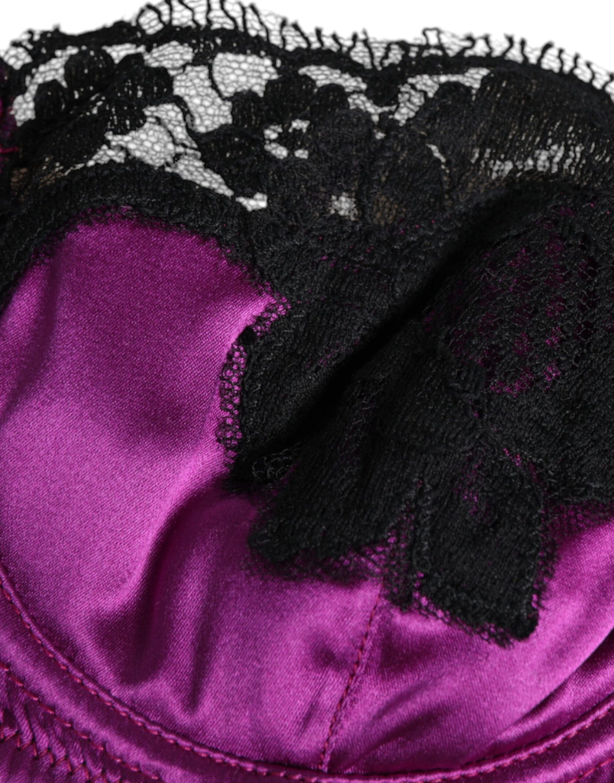 Dolce &amp; Gabbana Purple Silk Underwired Balconette Bra Underwear