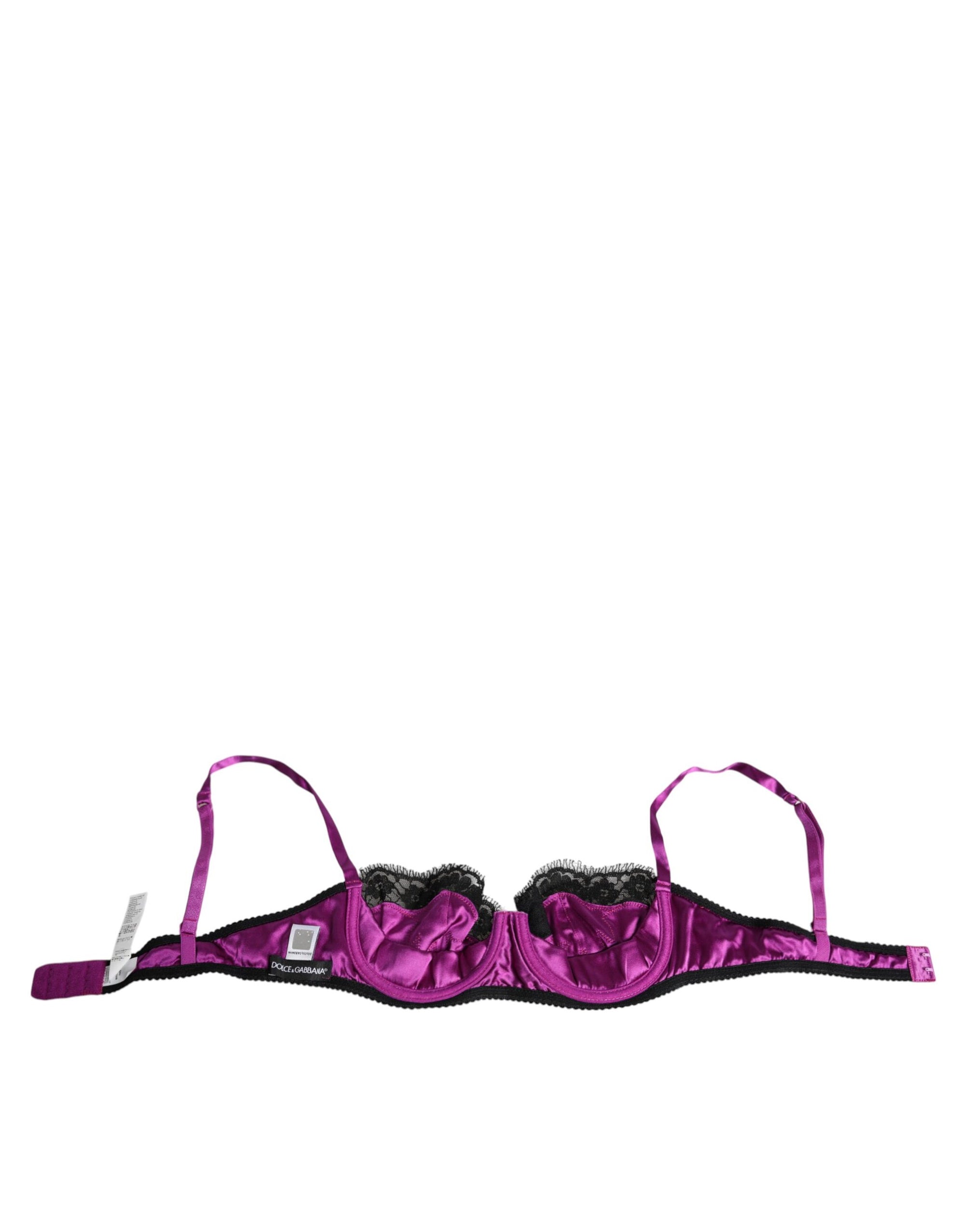 Dolce &amp; Gabbana Purple Silk Underwired Balconette Bra Underwear