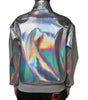 Dolce & Gabbana Silver Iridescent Full Zip Men Bomber Jacket