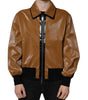 Dolce & Gabbana Brown Leather Full Zip Men Bomber Jacket