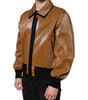 Dolce & Gabbana Brown Leather Full Zip Men Bomber Jacket