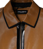 Dolce & Gabbana Brown Leather Full Zip Men Bomber Jacket