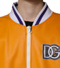 Dolce & Gabbana Orange White Full Zip Jersey Bomber Jacket