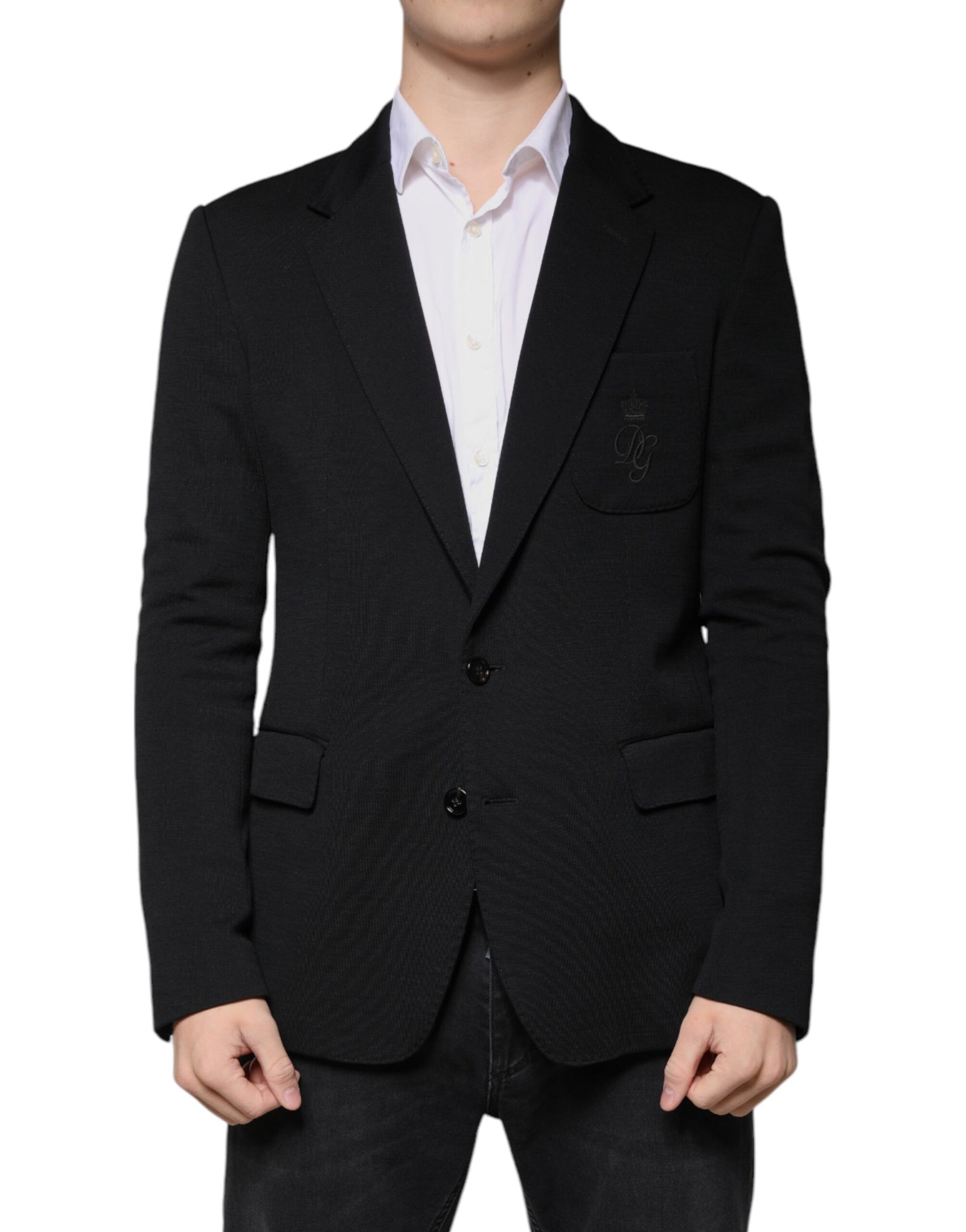 Blazer formel à simple boutonnage en laine noire Dolce & Gabbana