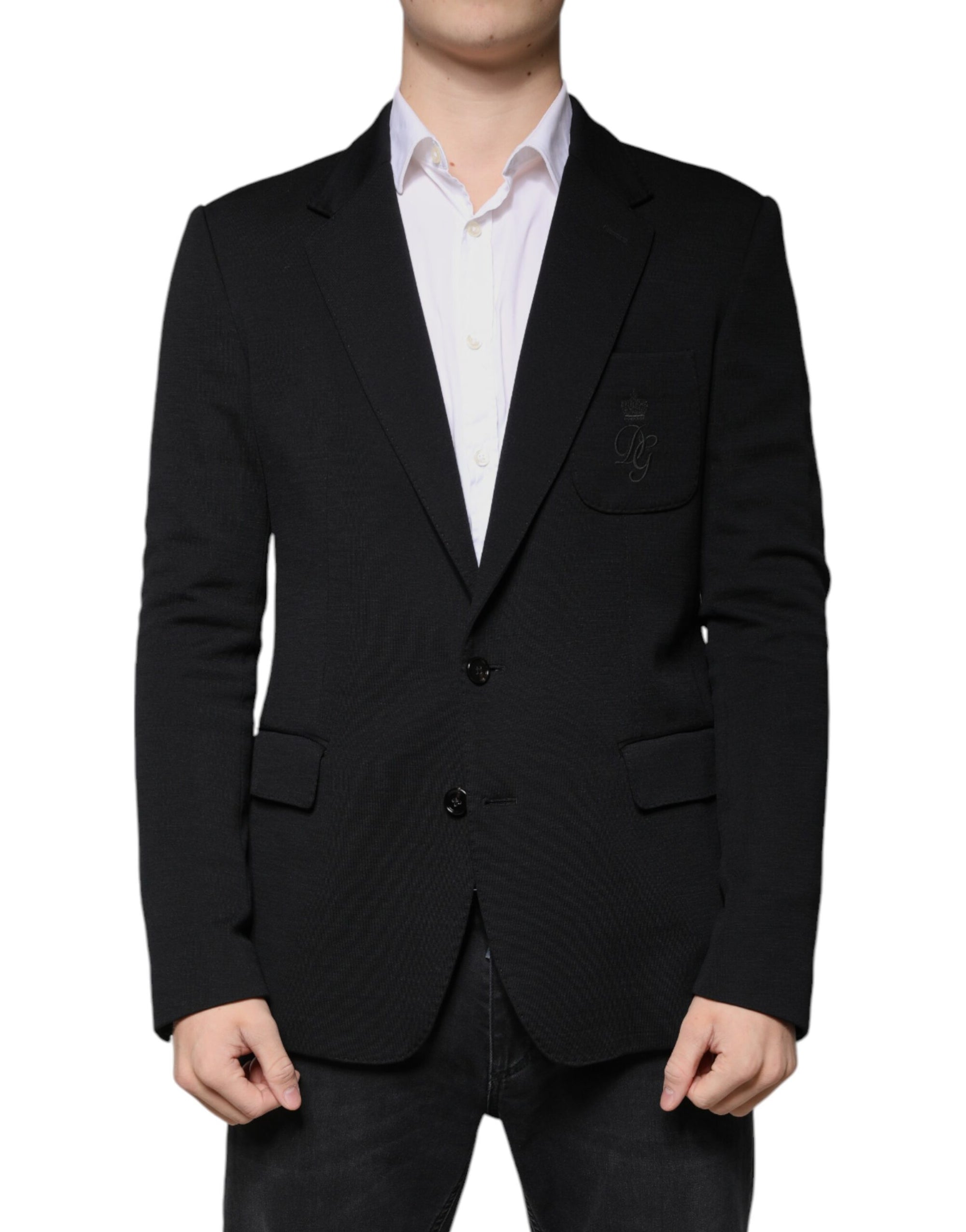 Blazer formel à simple boutonnage en laine noire Dolce & Gabbana