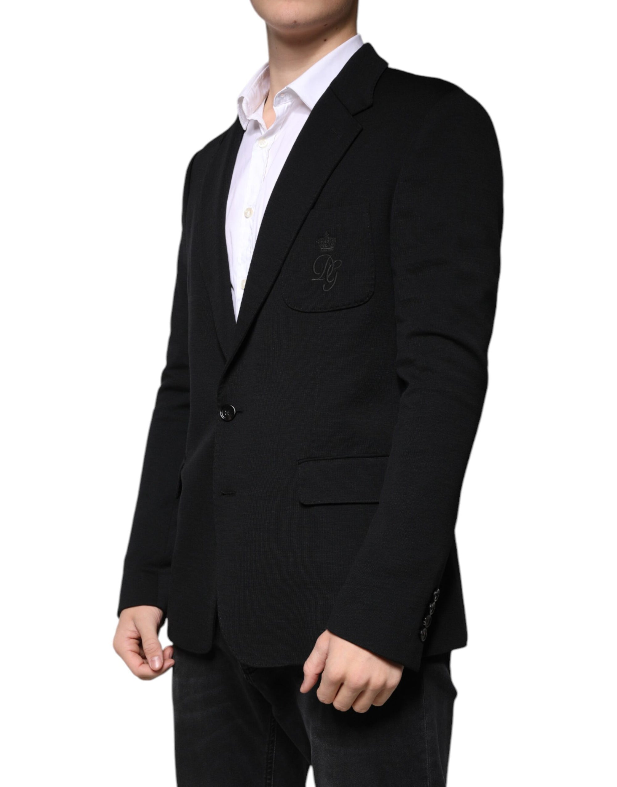 Blazer formel à simple boutonnage en laine noire Dolce & Gabbana