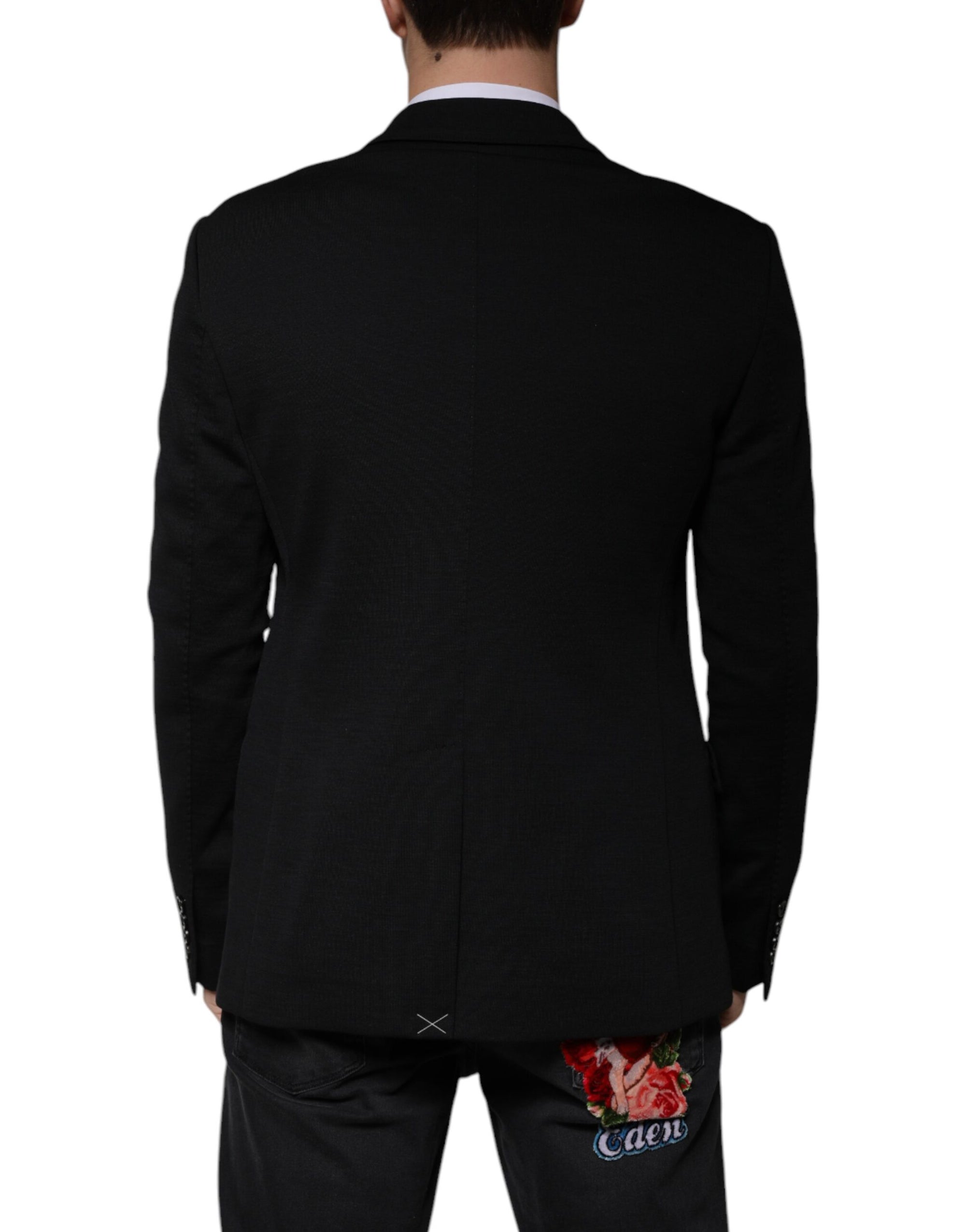 Blazer formel à simple boutonnage en laine noire Dolce & Gabbana