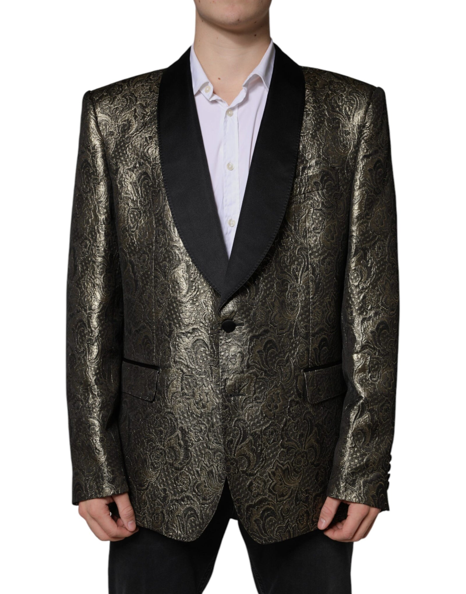 Blazer manteau simple boutonnage en jacquard Dolce & Gabbana Gold SICILIA