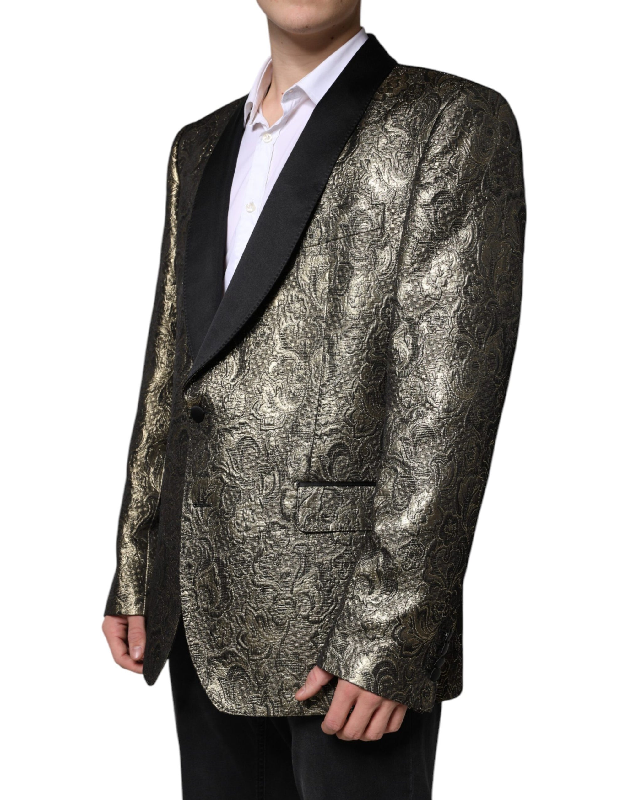 Blazer manteau simple boutonnage en jacquard Dolce & Gabbana Gold SICILIA