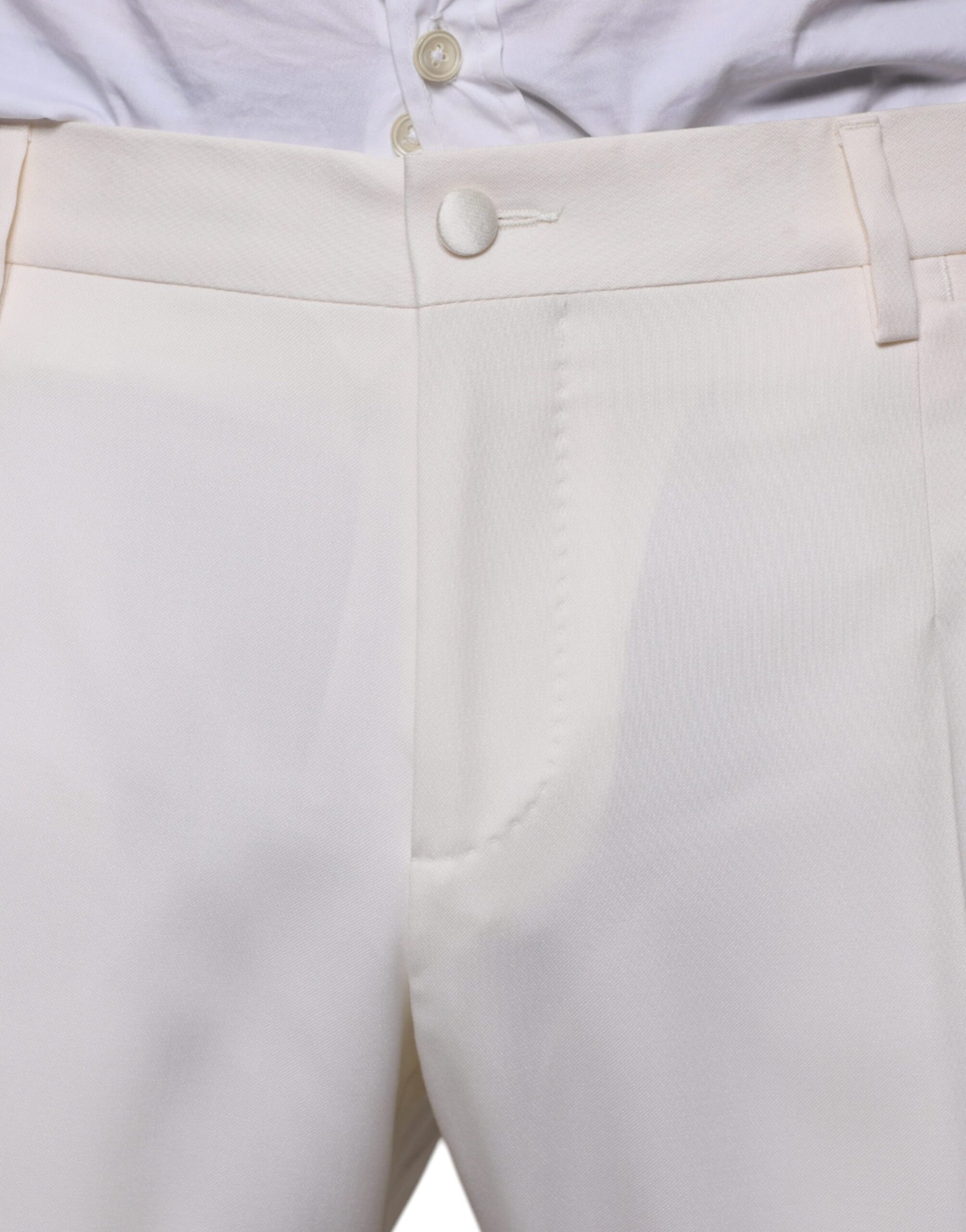 Costume 3 pièces slim fit en laine et soie blanche Dolce &amp; Gabbana