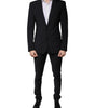 Dolce & Gabbana Black Wool 3 Piece Slim Fit Formal Men Suit