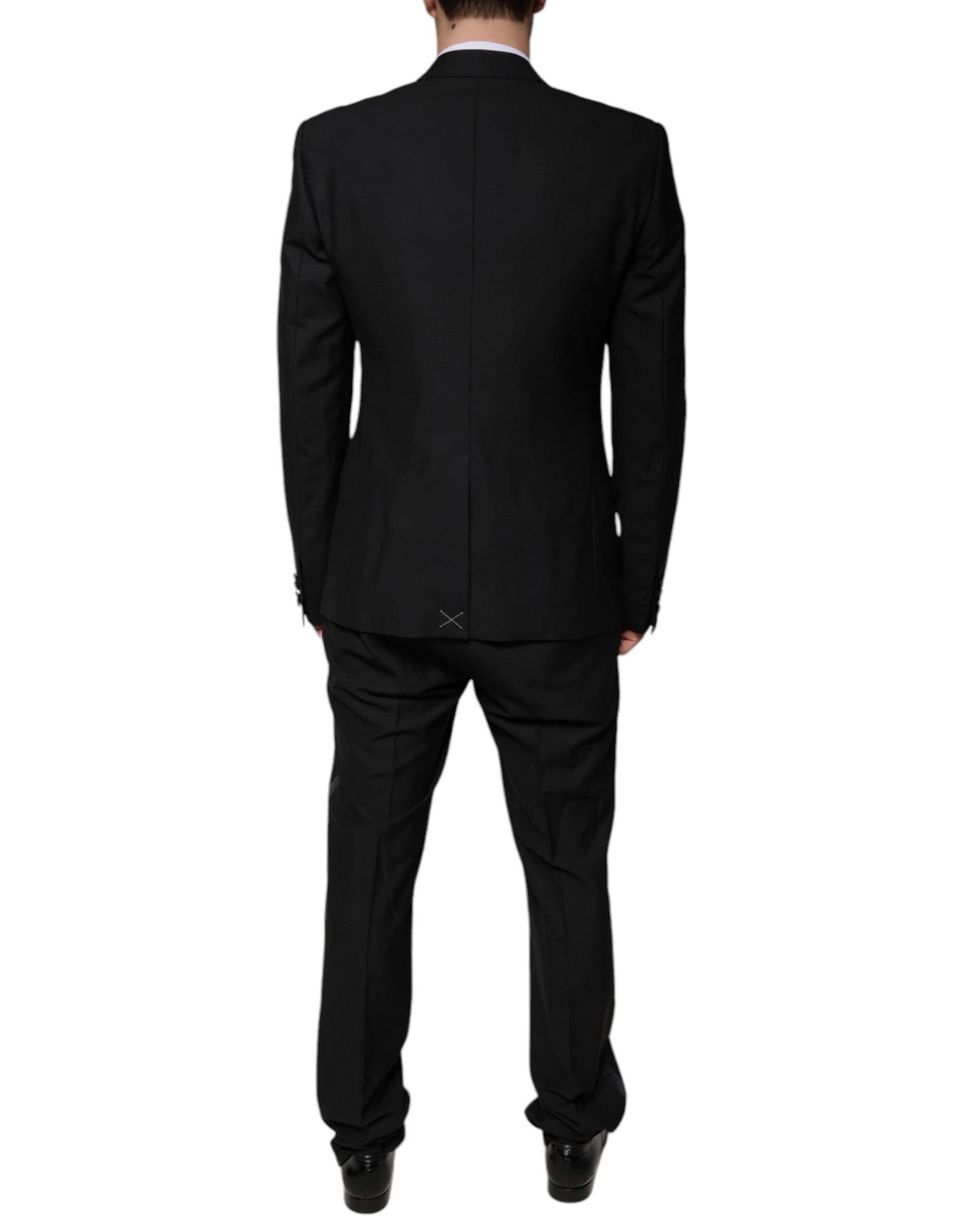 Costume 3 pièces slim fit en laine noire Dolce &amp; Gabbana
