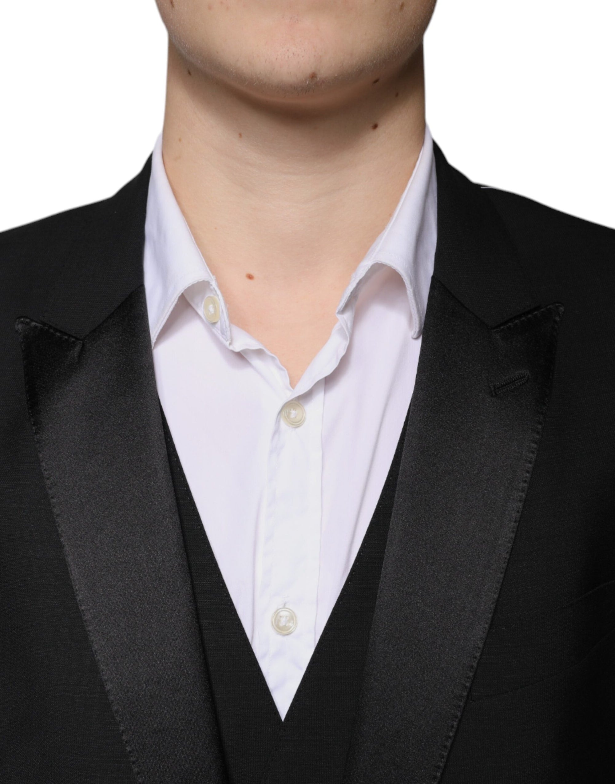Costume 3 pièces slim fit en laine noire Dolce &amp; Gabbana
