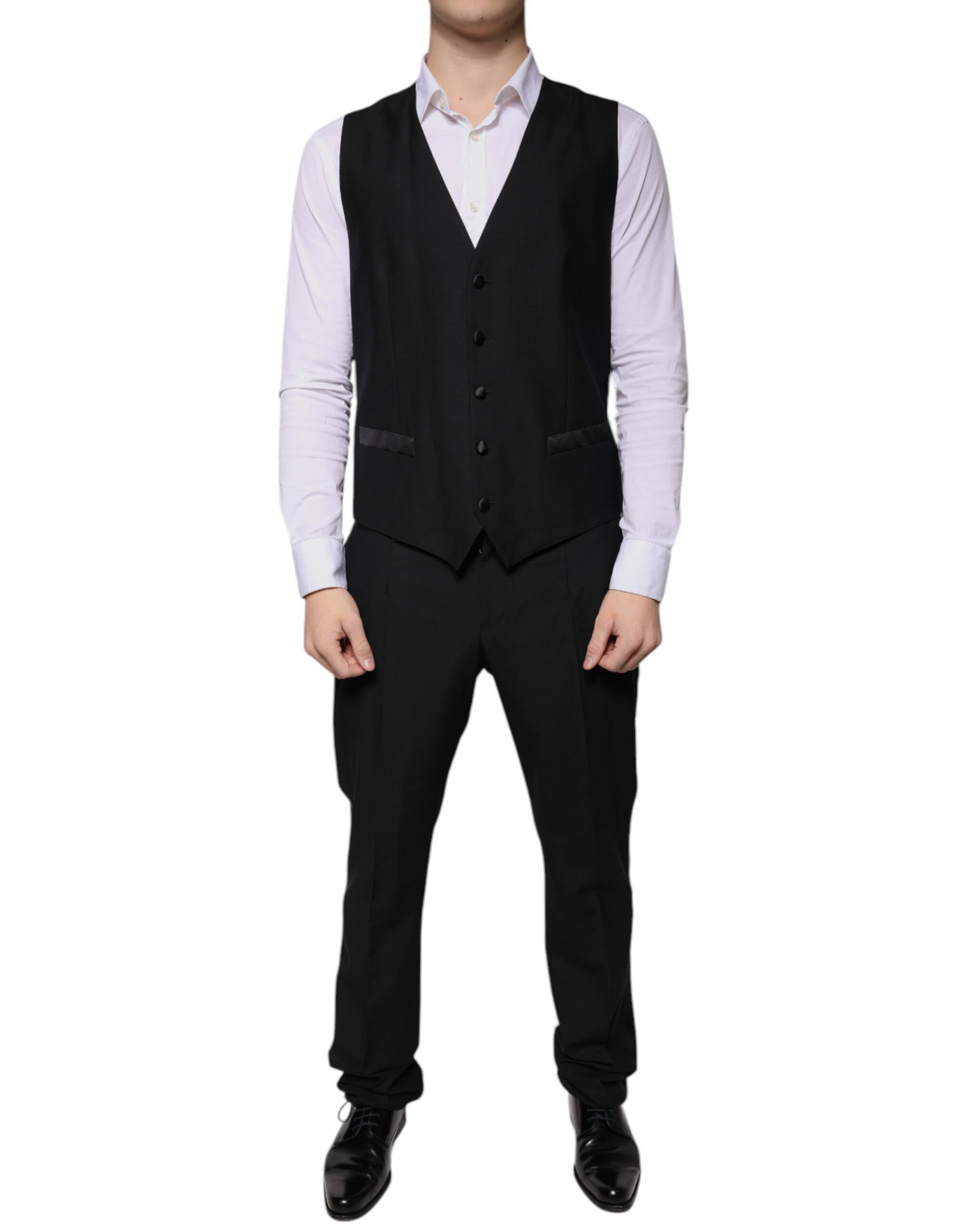 Costume 3 pièces slim fit en laine noire Dolce &amp; Gabbana