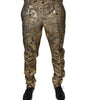 Dolce & Gabbana Gold Floral Jacquard Men Dress Pants