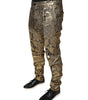 Dolce & Gabbana Gold Floral Jacquard Men Dress Pants