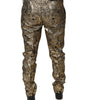 Dolce & Gabbana Gold Floral Jacquard Men Dress Pants