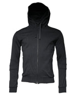 Dolce &amp; Gabbana Black Cotton Hooded Men Full Zip Sweater