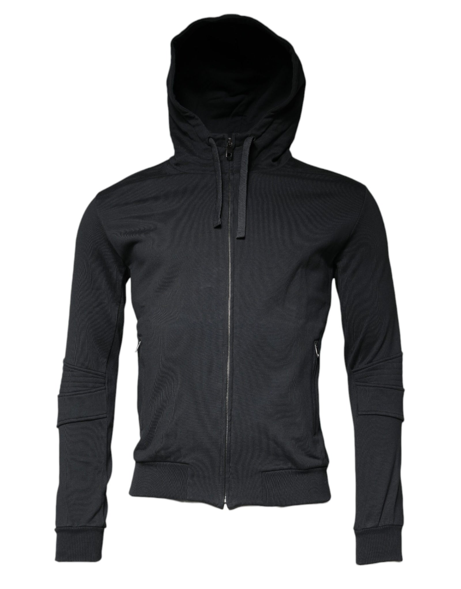Dolce &amp; Gabbana Black Cotton Hooded Men Full Zip Sweater