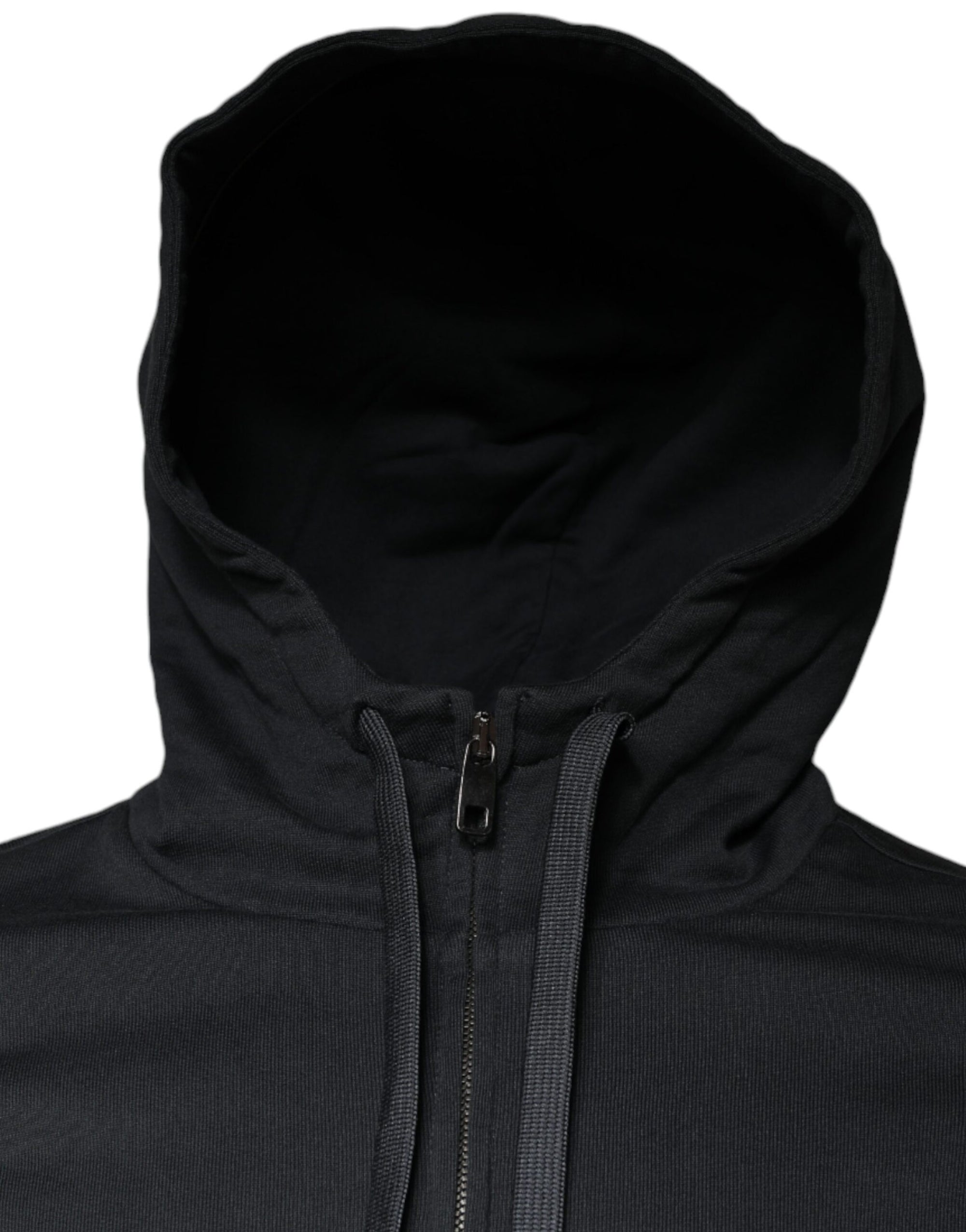 Dolce &amp; Gabbana Black Cotton Hooded Men Full Zip Sweater