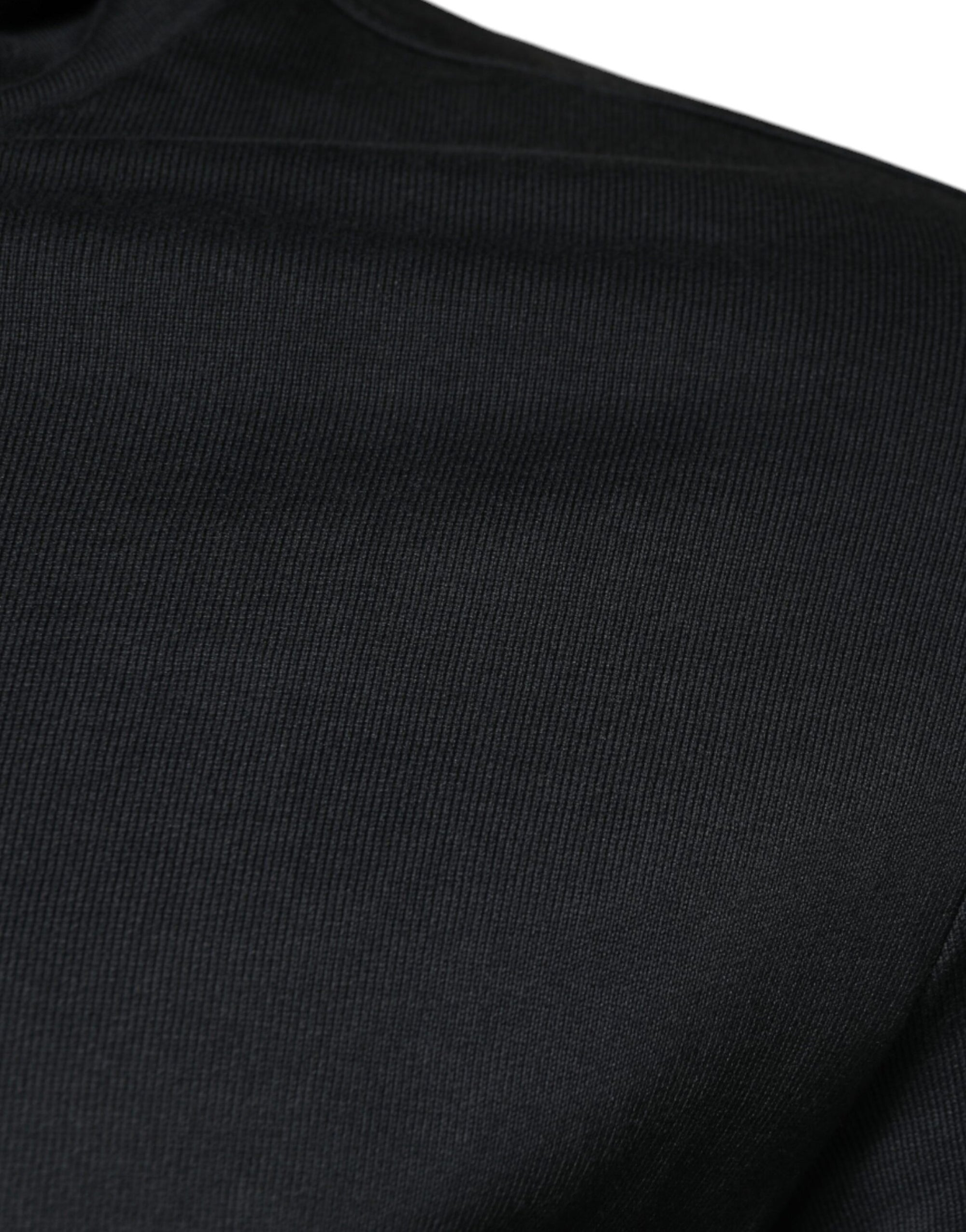 Dolce &amp; Gabbana Black Cotton Hooded Men Full Zip Sweater