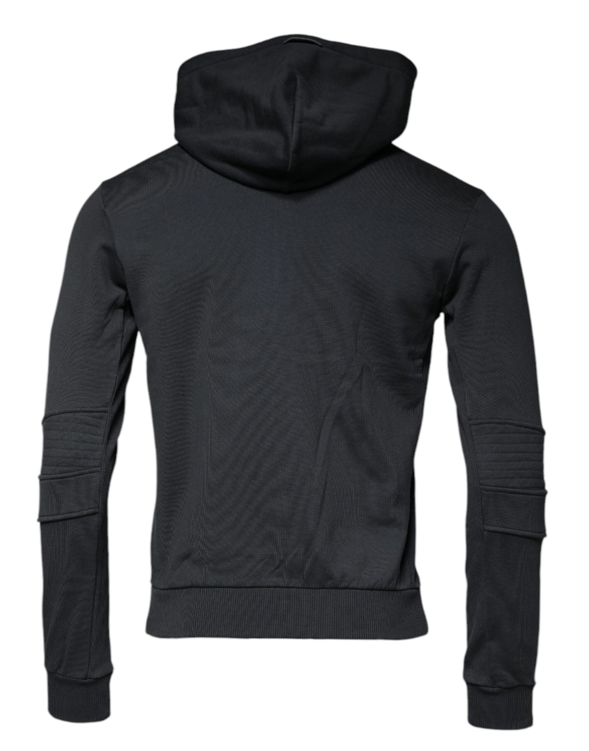 Dolce &amp; Gabbana Black Cotton Hooded Men Full Zip Sweater