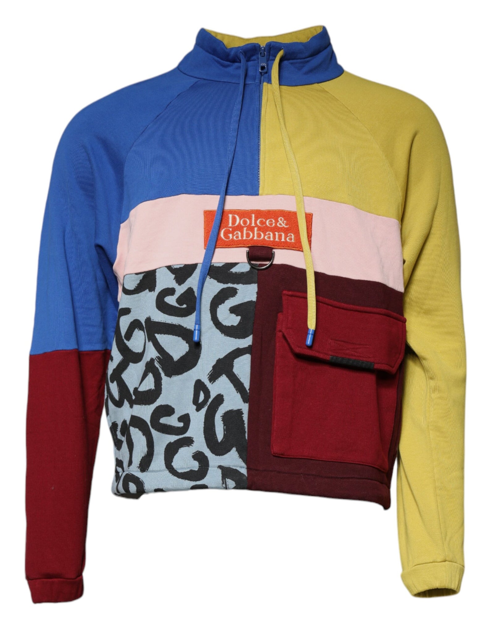 Dolce &amp; Gabbana Multicolor Patchwork Men Sweatshirt Sweater