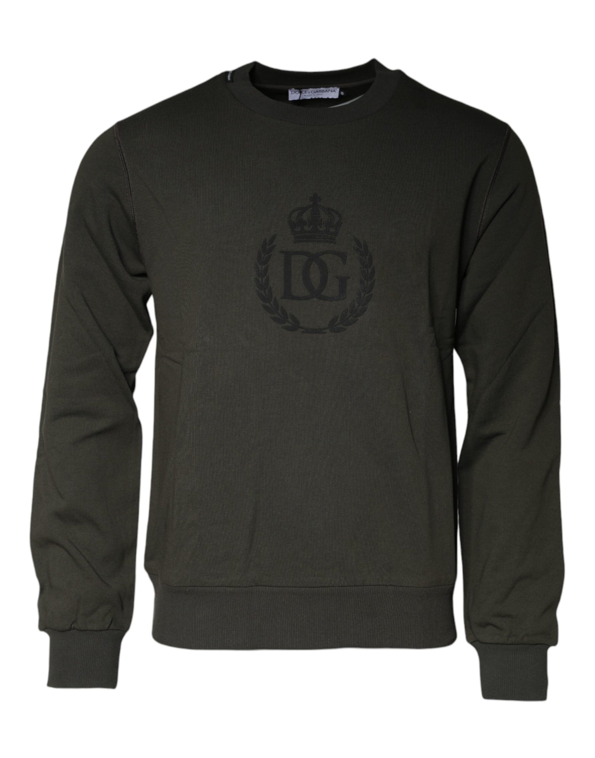 Dolce &amp; Gabbana Army Green Crown Cotton Sweatshirt Sweater
