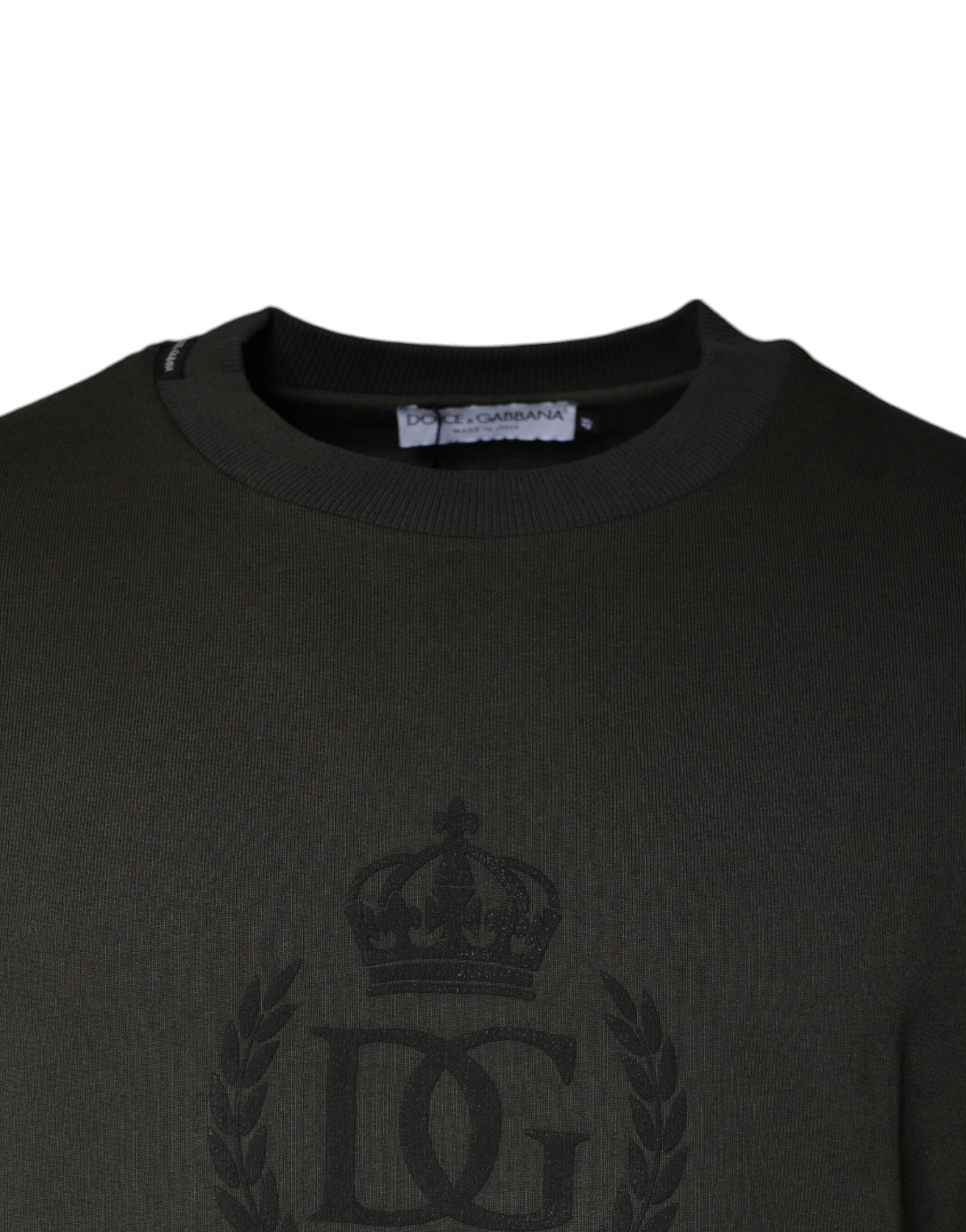 Dolce &amp; Gabbana Army Green Crown Cotton Sweatshirt Sweater