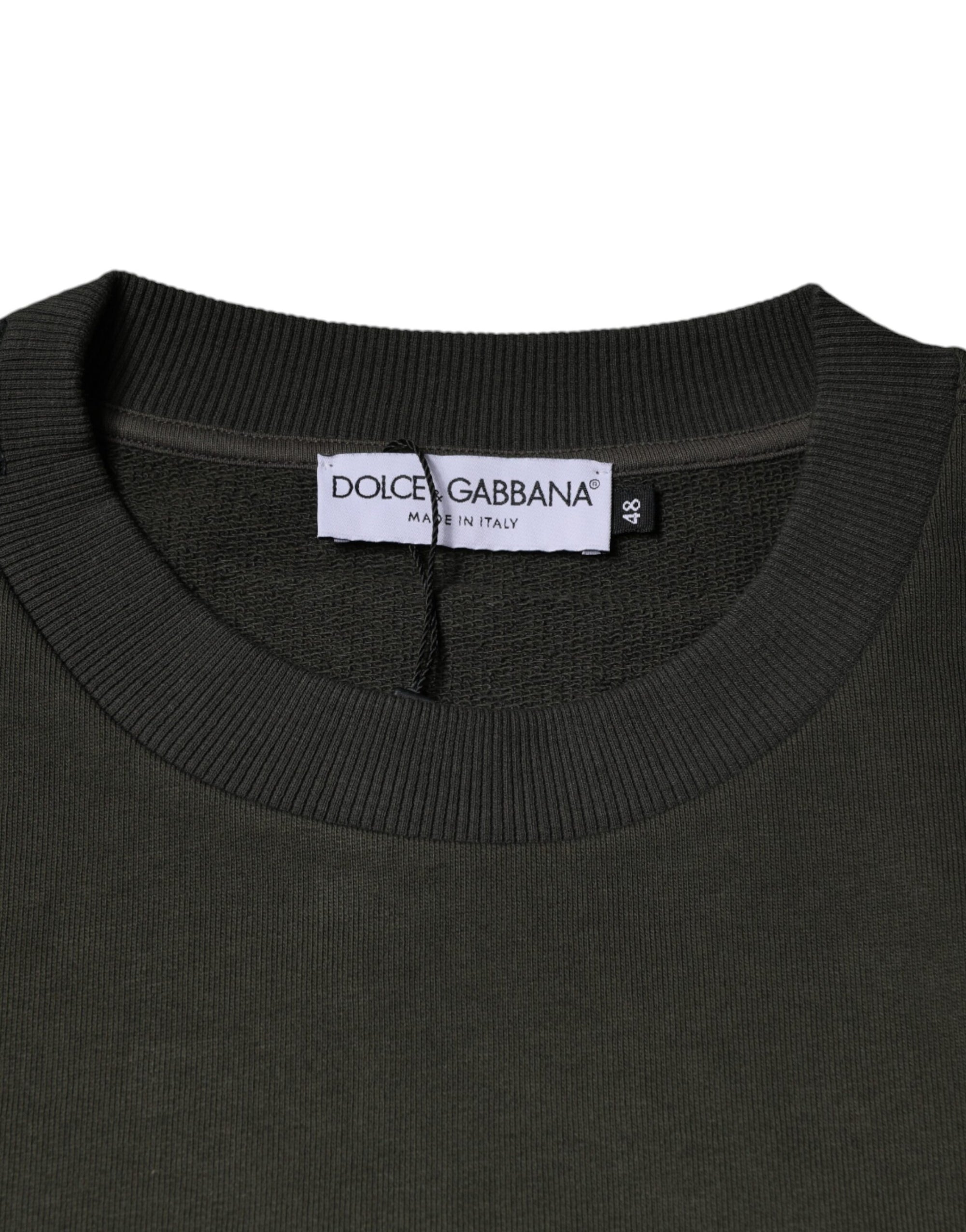 Dolce &amp; Gabbana Army Green Crown Cotton Sweatshirt Sweater