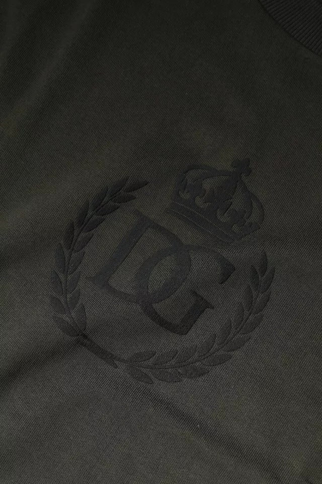 Dolce &amp; Gabbana Army Green Crown Cotton Sweatshirt Sweater
