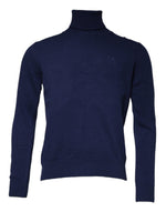 Dolce &amp; Gabbana Blue Wool Knit Turtleneck Pullover Sweater