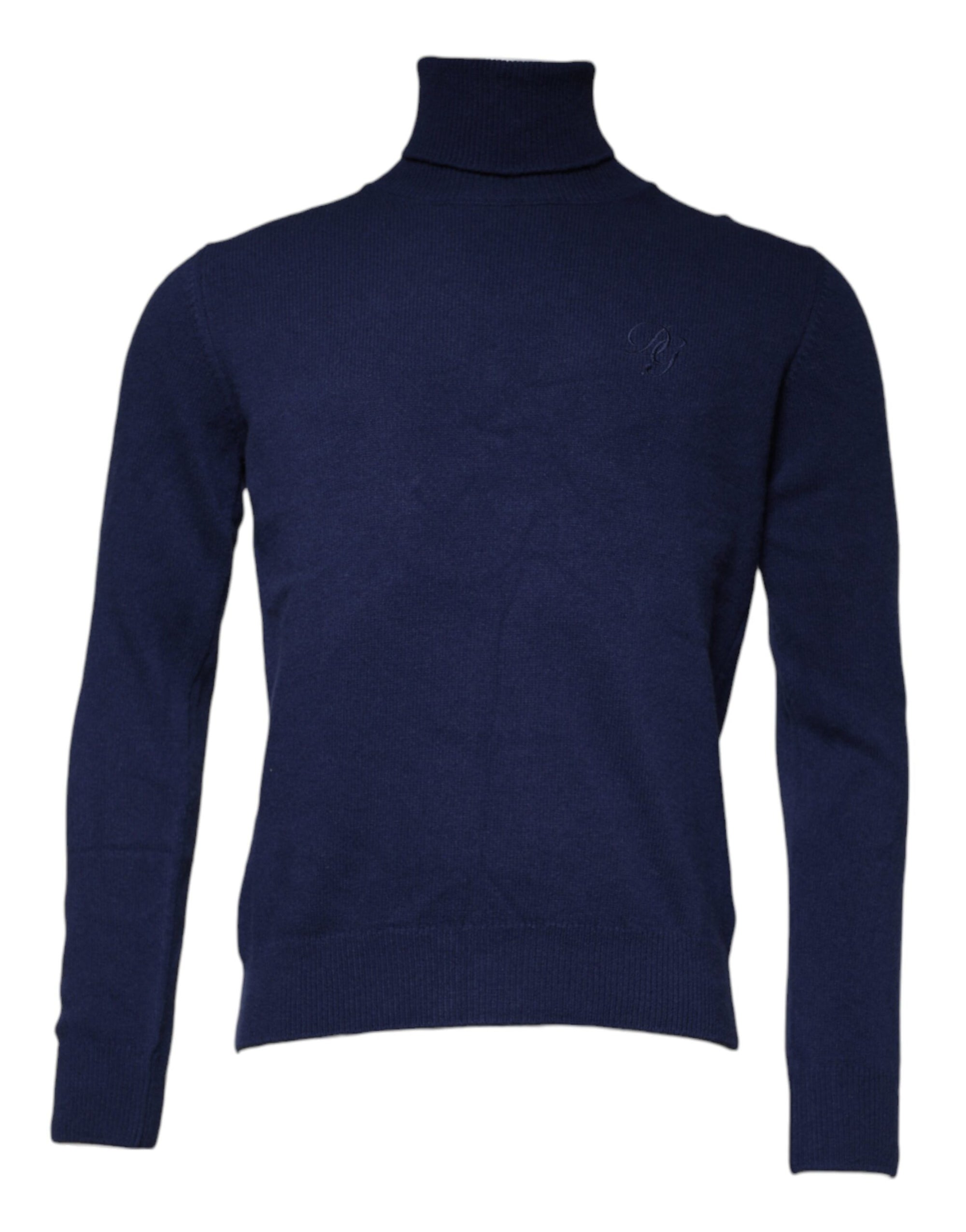 Dolce &amp; Gabbana Blue Wool Knit Turtleneck Pullover Sweater